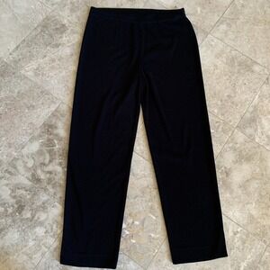 MISOOK BLACK FLAT FRONT STRAIGHT LEG ELASTIC WAIST KNIT PANTS PETITE LARGE